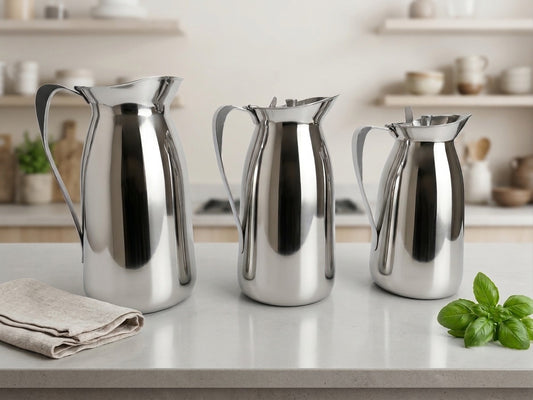 Stainless steel China jug in 3 sizes 1.5 L, 2 L and 2.5 L
