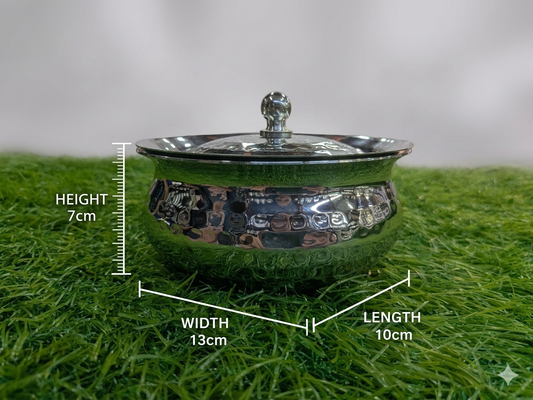 Hammered Stainless Steel Serving Bowl with Lid — Premium Dinnerware for Indian Homes