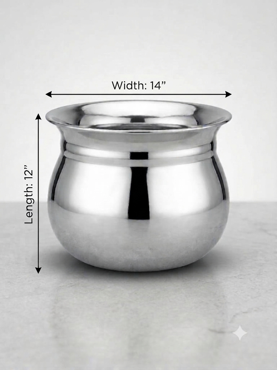 Madrasi Handi – Stainless Steel Cooking Pot for Rice, Dal, Sambar & Pongal (Without Lid)