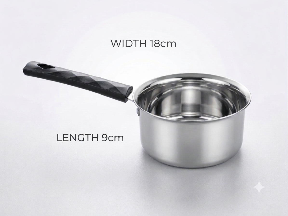 Stainless Steel Russian Saucepan | Milk, Tea & Sauce Pan with Long Handle | Induction & Gas Compatible
