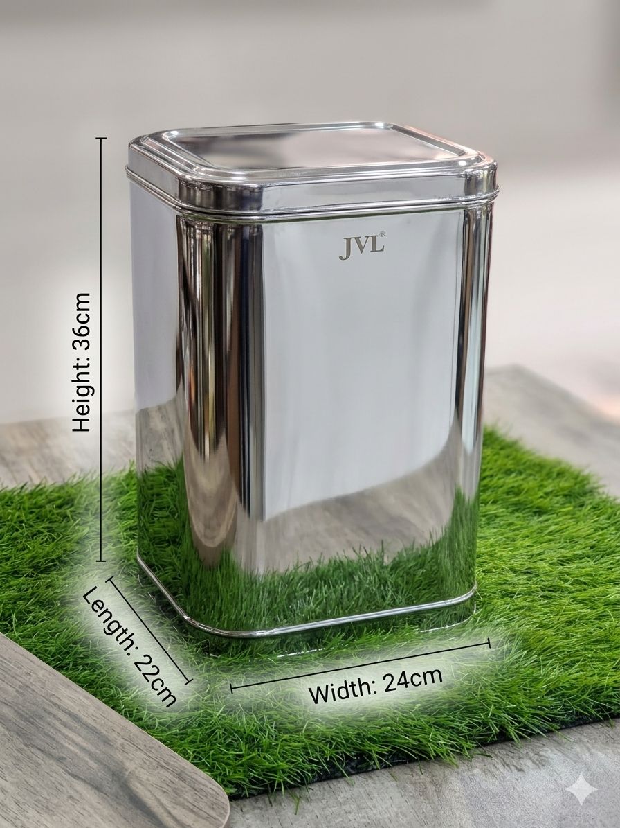 JVL Square Storage Box – Airtight Stainless Steel Container | Stackable, Rustproof | Airtight Container | Kitchen Storage Jar for Grains, Pulses, Spices, Snacks.
