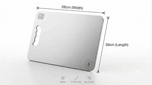 Stainless Steel Chopping Board for Kitchen – 304 Food Grade, Double-Sided, Anti-Bacterial Cutting Board with Handle (Small, Medium & Large)