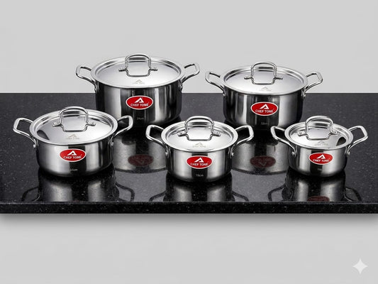 ChefTone Triply Stainless Steel Casserole with Lid — Induction & Gas Compatible Cookware for Indian Kitchens