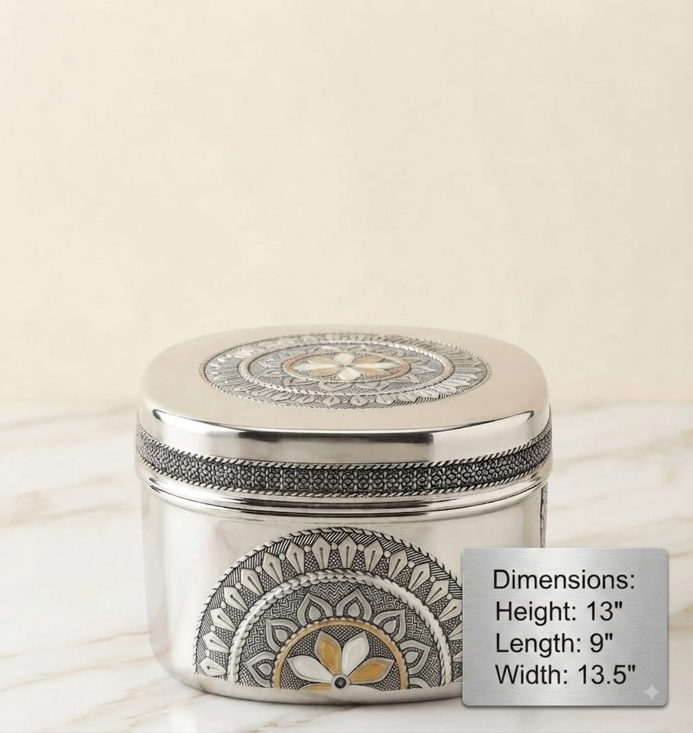 Antique Square Snacks Box | Storage Tin for Cookies, Namkeen & Dry Goods
