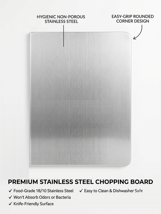 Stainless Steel Chopping Board | Food-Grade 18/10 Steel Cutting Board for Kitchen | Hygienic, Odour-Free | Small, Medium, Large, XL