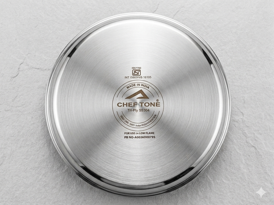 Cheftone Lagadi Triply Kadai | Stainless Steel Triply Cookware