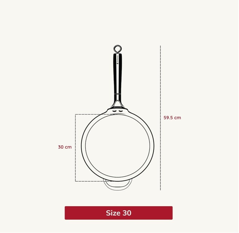 Embassy Touchstone Cast Iron Dosa Tawa with Wooden Handle | Pre-Seasoned, Naturally Non-Stick | Gas & Induction Compatible