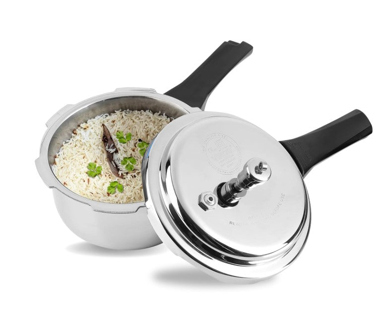 Vinod SS Platinum Triply Pressure Cooker | Induction Compatible | Stainless Steel | Tri-ply
