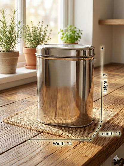 JVL Square Storage Box – Airtight Stainless Steel Container | Stackable, Rustproof | Airtight Container | Kitchen Storage Jar for Grains, Pulses, Spices, Snacks.