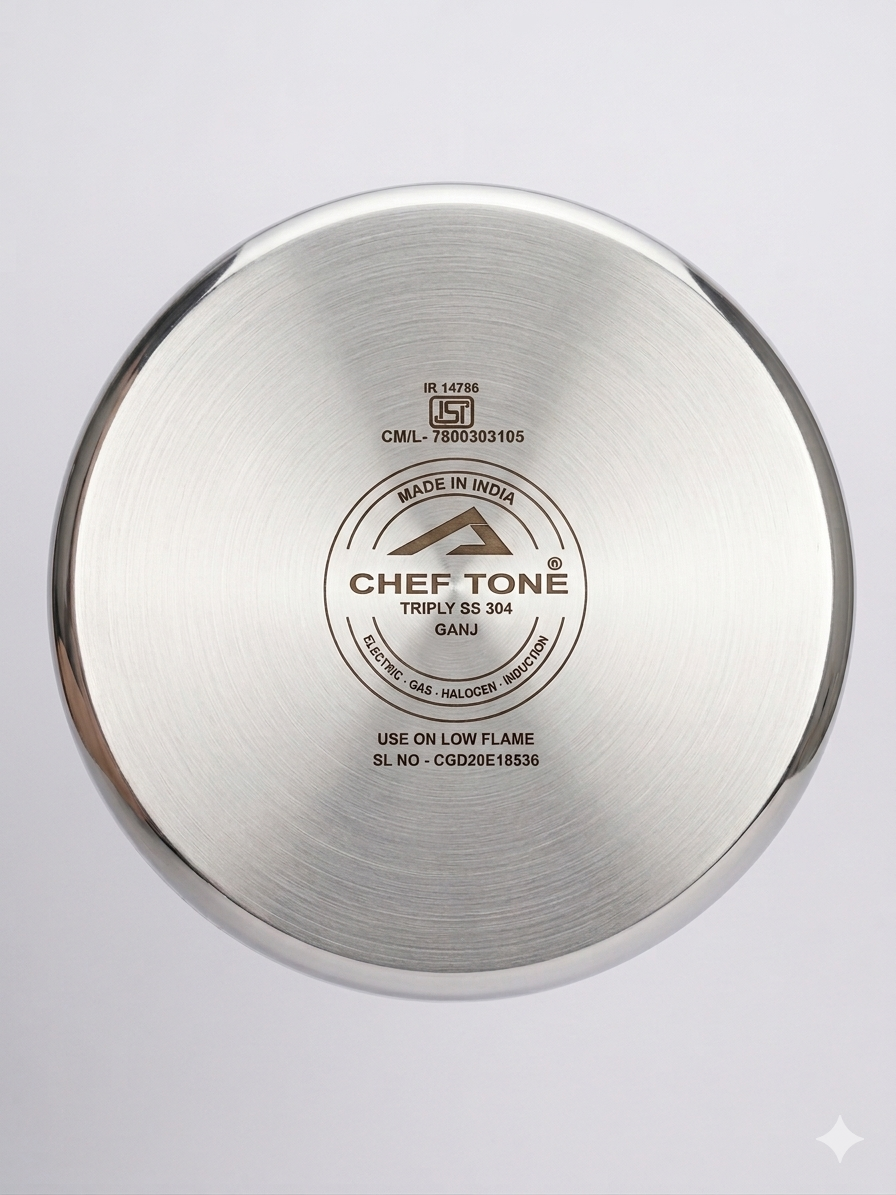 Cheftone  Triply Stainless Steel Gunj/ Milk Pot for Cooking & Boiling