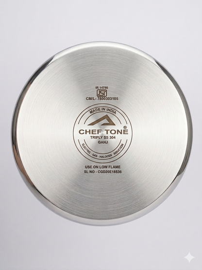 Cheftone  Triply Stainless Steel Gunj/ Milk Pot for Cooking & Boiling