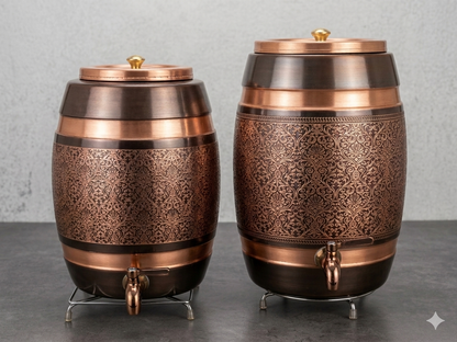 Pure Copper Water Storage Drum | Traditional Matka-Style Vessel for Health Benefits