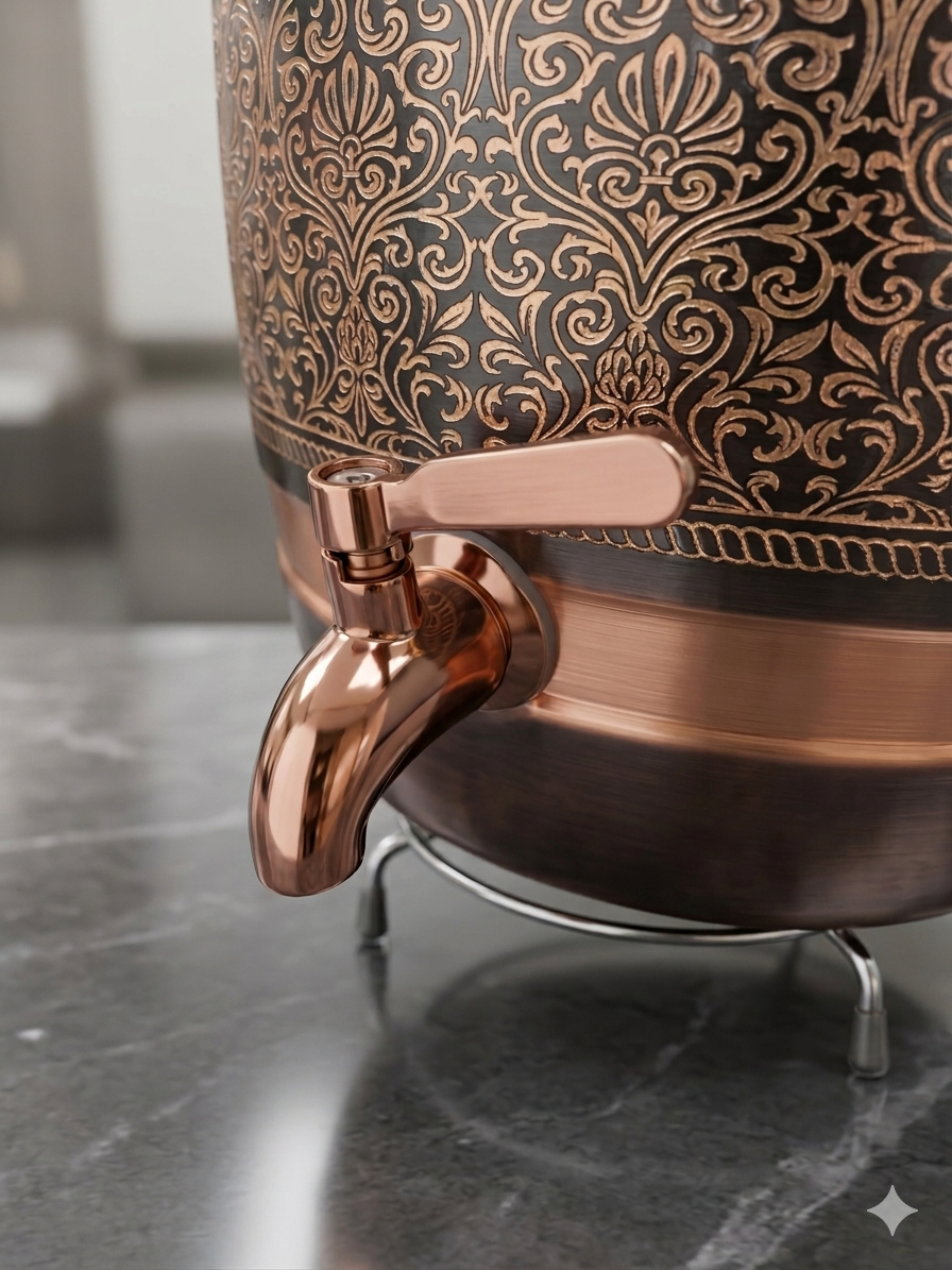 Pure Copper Water Storage Drum | Traditional Matka-Style Vessel for Health Benefits