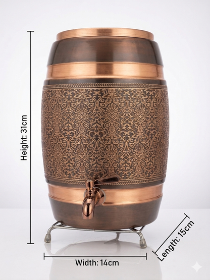 Pure Copper Water Storage Drum | Traditional Matka-Style Vessel for Health Benefits