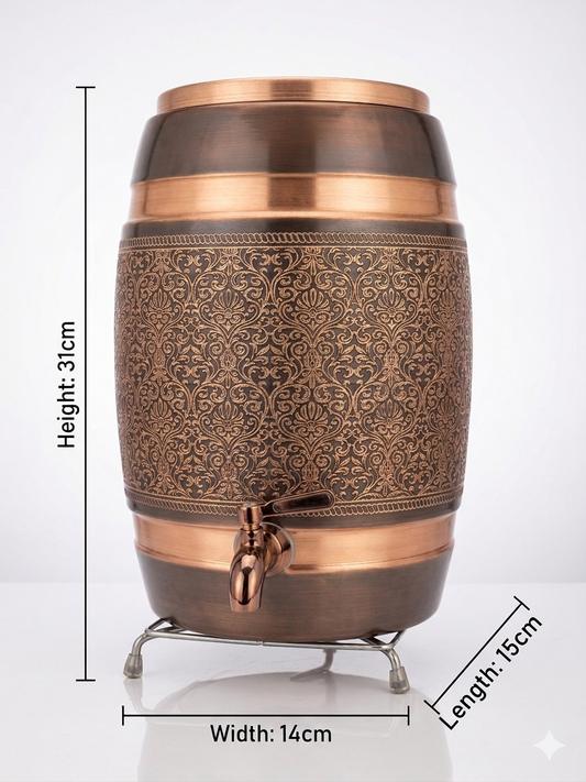 Pure Copper Water Storage Drum | Traditional Matka-Style Vessel for Health Benefits