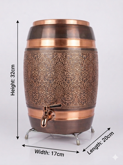 Pure Copper Water Storage Drum | Traditional Matka-Style Vessel for Health Benefits