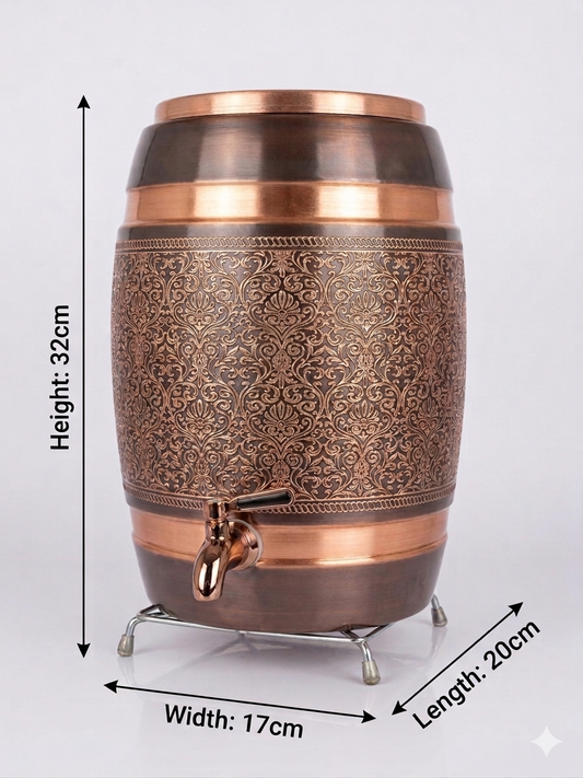 Pure Copper Water Storage Drum | Traditional Matka-Style Vessel for Health Benefits