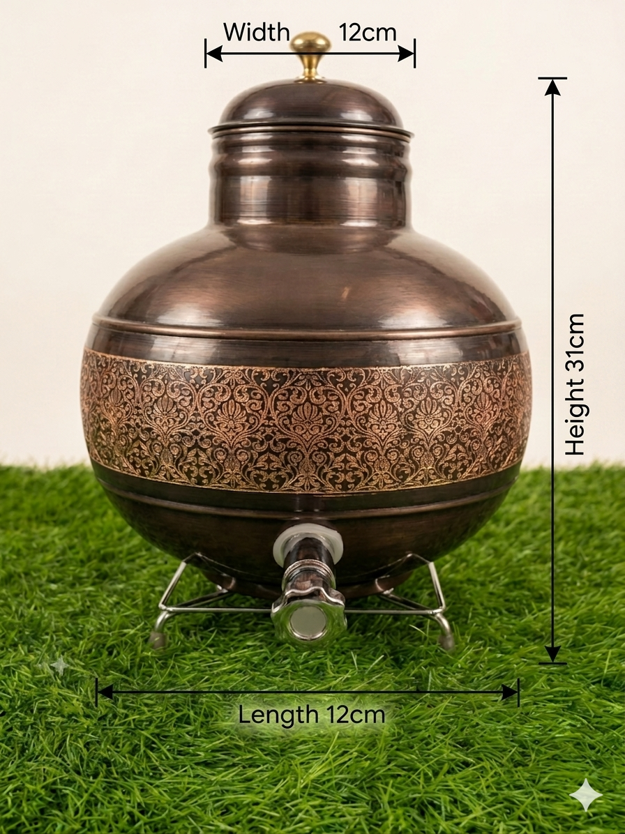 Copper Antique Matka | Traditional Handcrafted Water Pot for Home & Kitchen 8 Liters