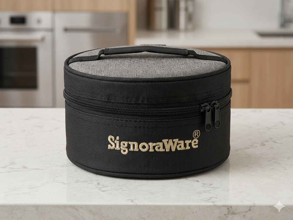 Signoraware Stainless Steel Lunch Box with Bag | 2 Container Set | Microwave Safe | Leak Proof