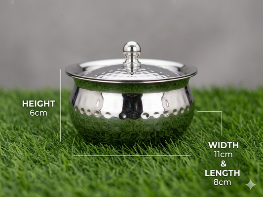 Hammered Stainless Steel Serving Bowl with Lid — Premium Dinnerware for Indian Homes