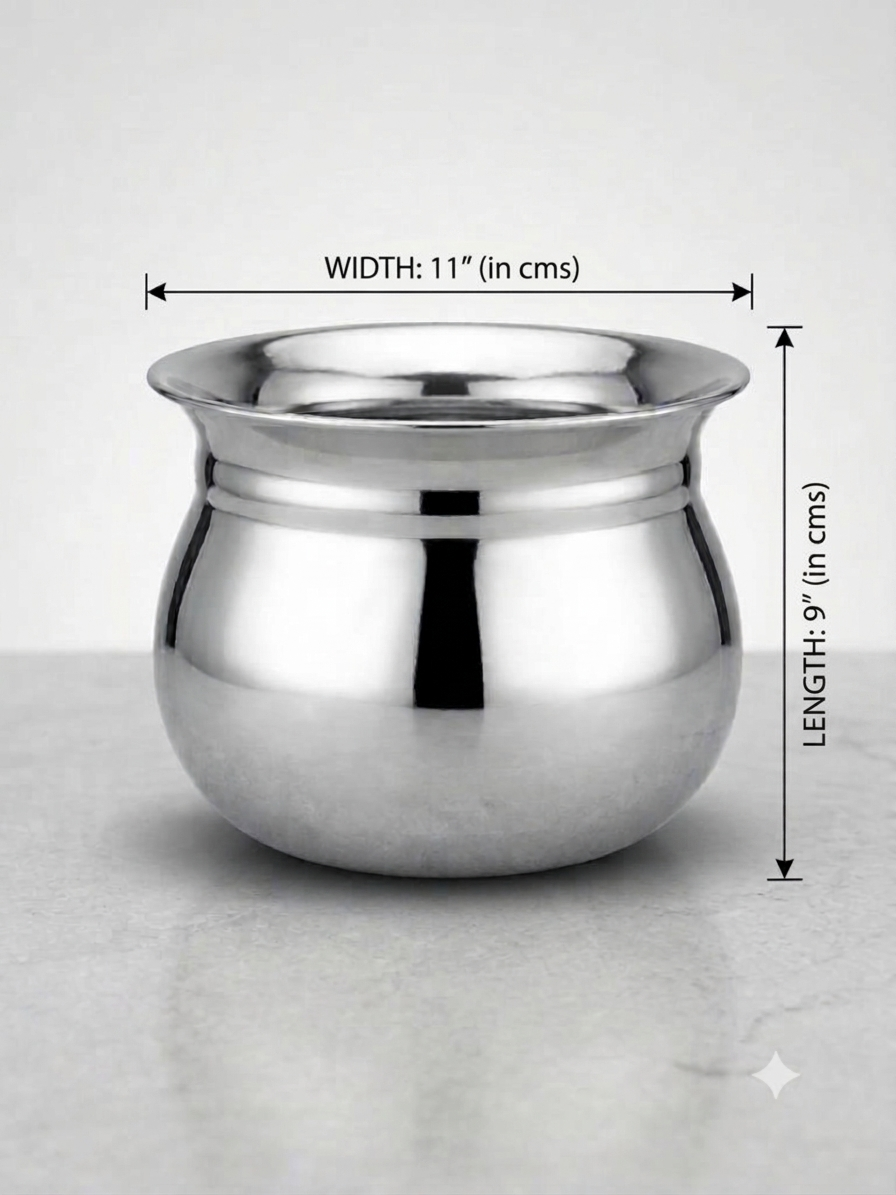 Madrasi Handi – Stainless Steel Cooking Pot for Rice, Dal, Sambar & Pongal (Without Lid)