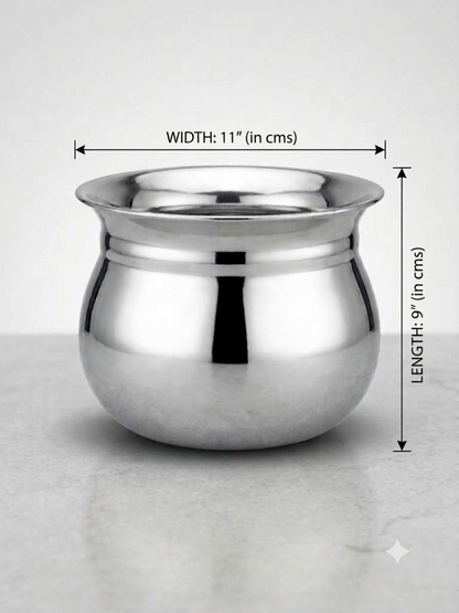 Madrasi Handi – Stainless Steel Cooking Pot for Rice, Dal, Sambar & Pongal (Without Lid)
