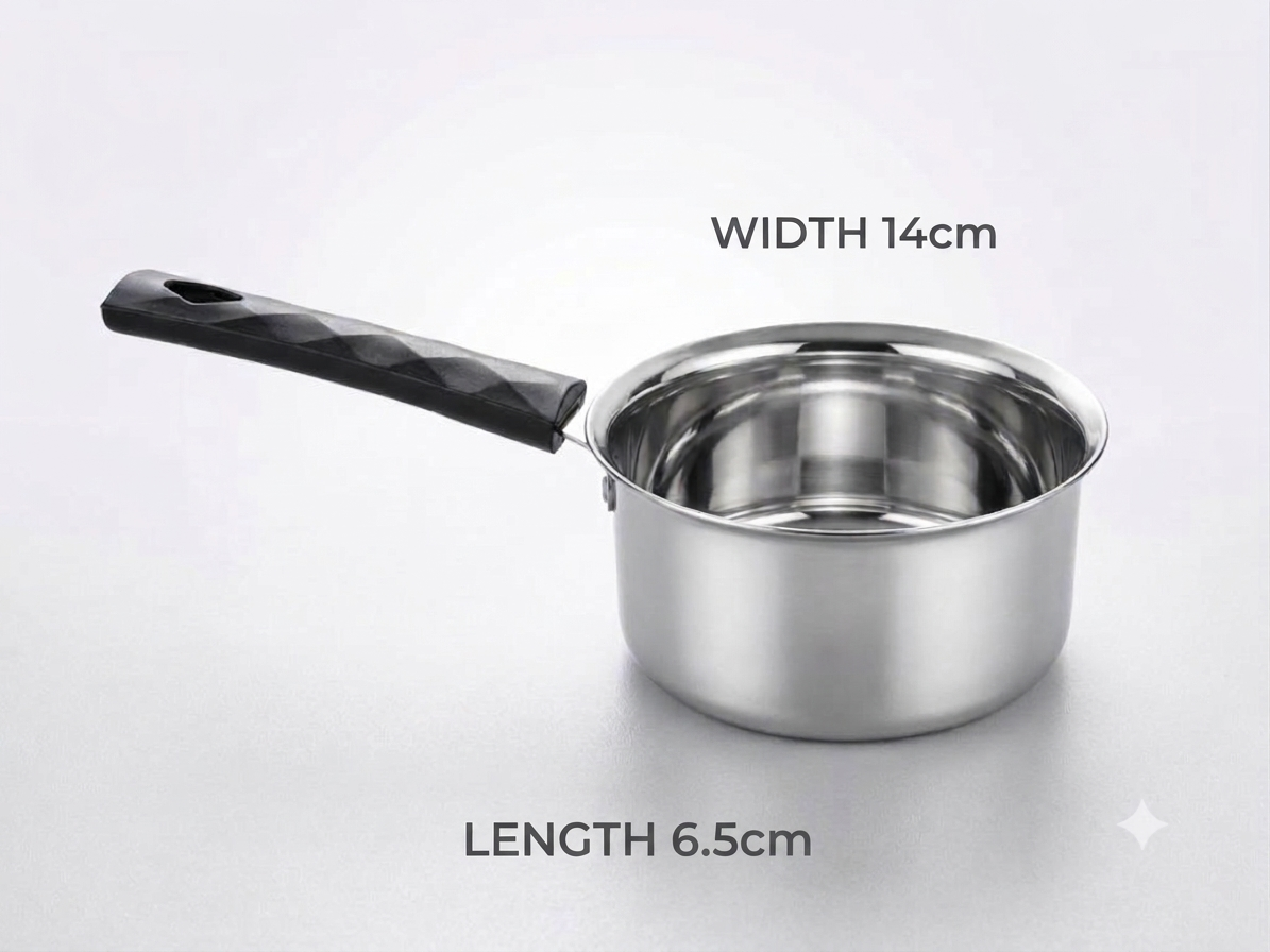 Stainless Steel Russian Saucepan | Milk, Tea & Sauce Pan with Long Handle | Induction & Gas Compatible