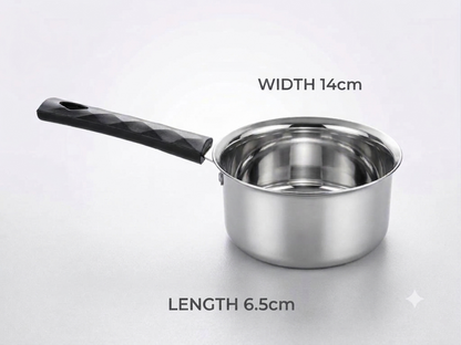 Stainless Steel Russian Saucepan | Milk, Tea & Sauce Pan with Long Handle | Induction & Gas Compatible