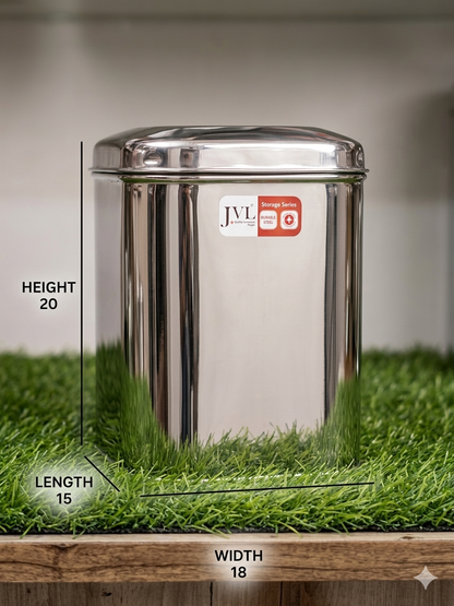 JVL Square Storage Box – Airtight Stainless Steel Container | Stackable, Rustproof | Airtight Container | Kitchen Storage Jar for Grains, Pulses, Spices, Snacks.