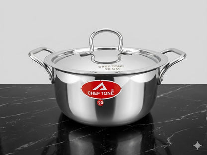 ChefTone Triply Stainless Steel Casserole with Lid — Induction & Gas Compatible Cookware for Indian Kitchens