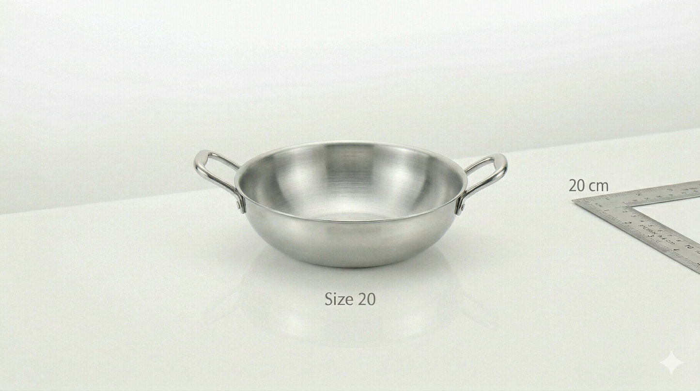 Cheftone Triply Stainless Steel Deep Kadai | Induction & Gas Compatible | No Coating