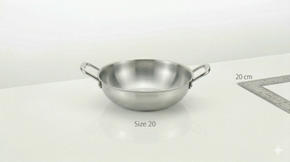 Cheftone Triply Stainless Steel Deep Kadai | Induction & Gas Compatible | No Coating