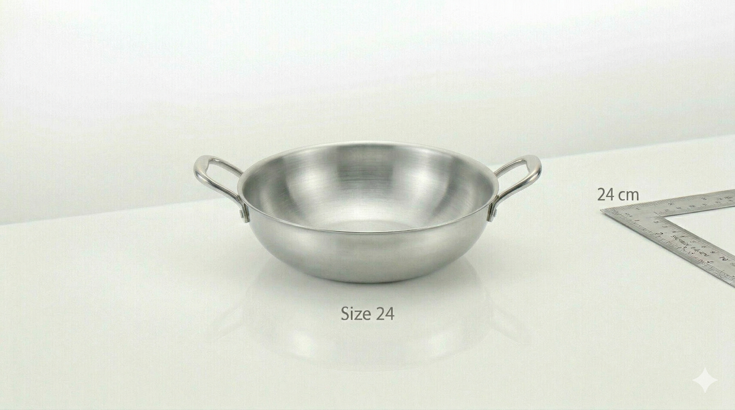 Cheftone Triply Stainless Steel Deep Kadai | Induction & Gas Compatible | No Coating