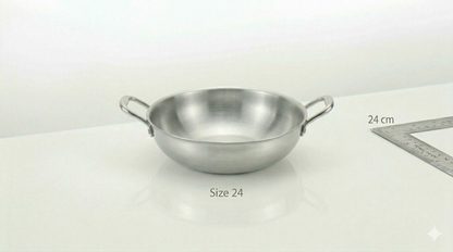 Cheftone Triply Stainless Steel Deep Kadai | Induction & Gas Compatible | No Coating