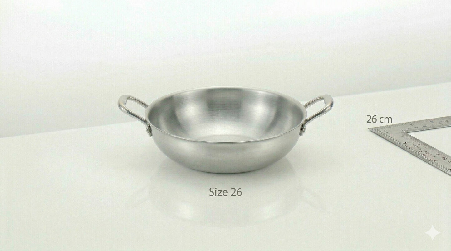 Cheftone Triply Stainless Steel Deep Kadai | Induction & Gas Compatible | No Coating