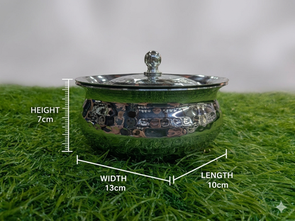 Hammered Stainless Steel Serving Bowl with Lid — Premium Dinnerware for Indian Homes