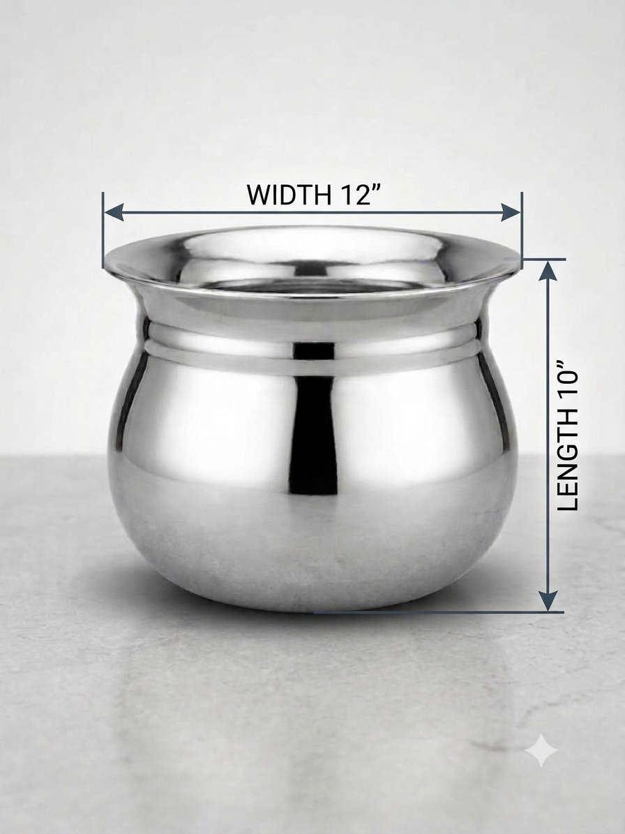 Madrasi Handi – Stainless Steel Cooking Pot for Rice, Dal, Sambar & Pongal (Without Lid)
