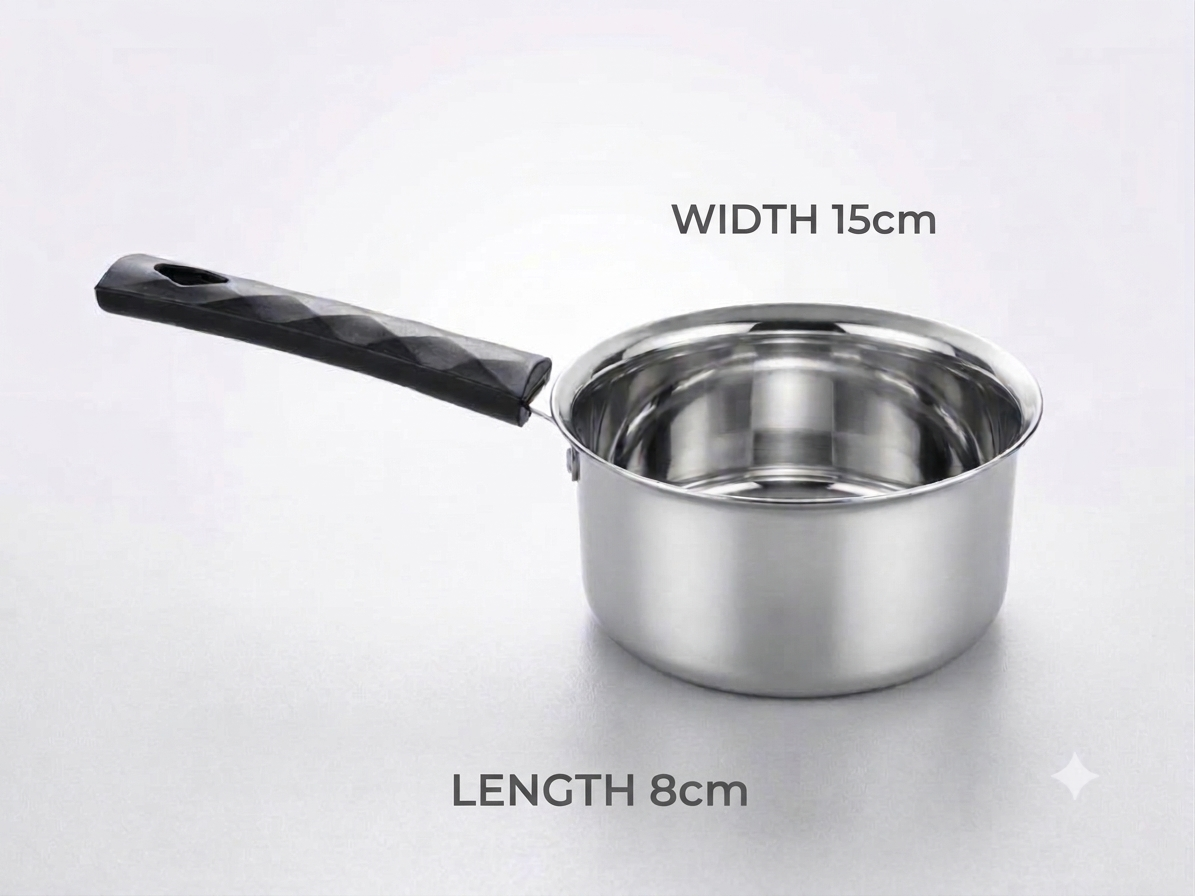 Stainless Steel Russian Saucepan | Milk, Tea & Sauce Pan with Long Handle | Induction & Gas Compatible