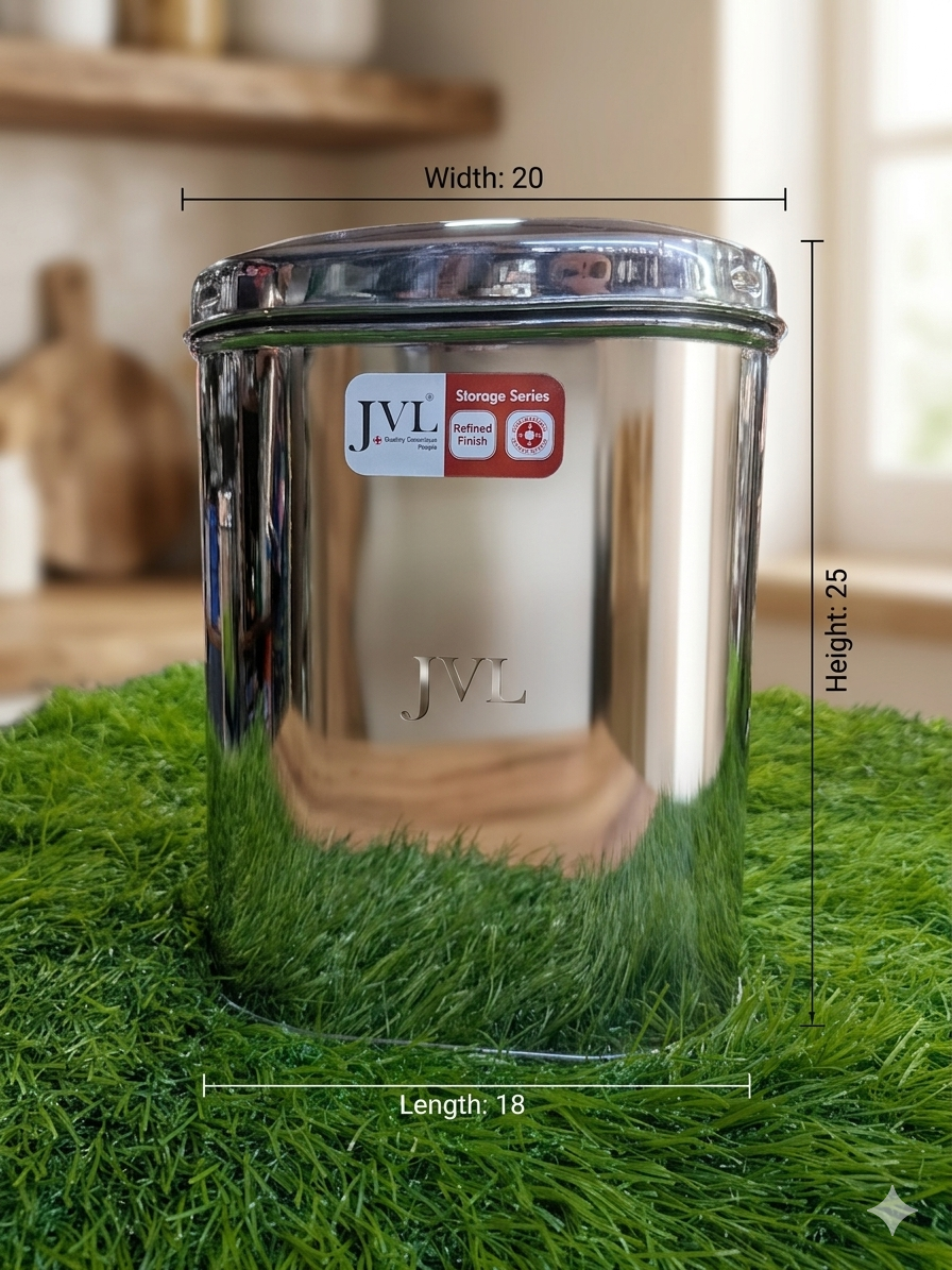JVL Square Storage Box – Airtight Stainless Steel Container | Stackable, Rustproof | Airtight Container | Kitchen Storage Jar for Grains, Pulses, Spices, Snacks.