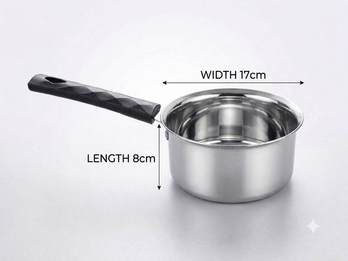 Stainless Steel Russian Saucepan | Milk, Tea & Sauce Pan with Long Handle | Induction & Gas Compatible