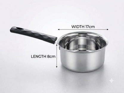 Stainless Steel Russian Saucepan | Milk, Tea & Sauce Pan with Long Handle | Induction & Gas Compatible