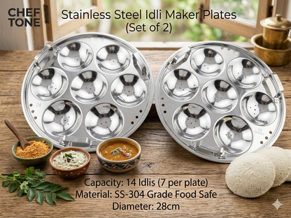 ChefTone Triply Multi Kadai Set with Idli, Thatte Idli, Mini Idli & Steamer Plates — 7-in-1 Stainless Steel Cookware, Induction & Gas Compatible