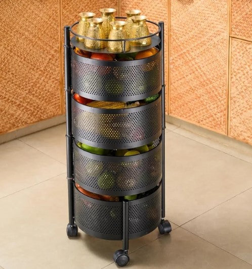 Rotating Trolley For Kitchen Organizer
