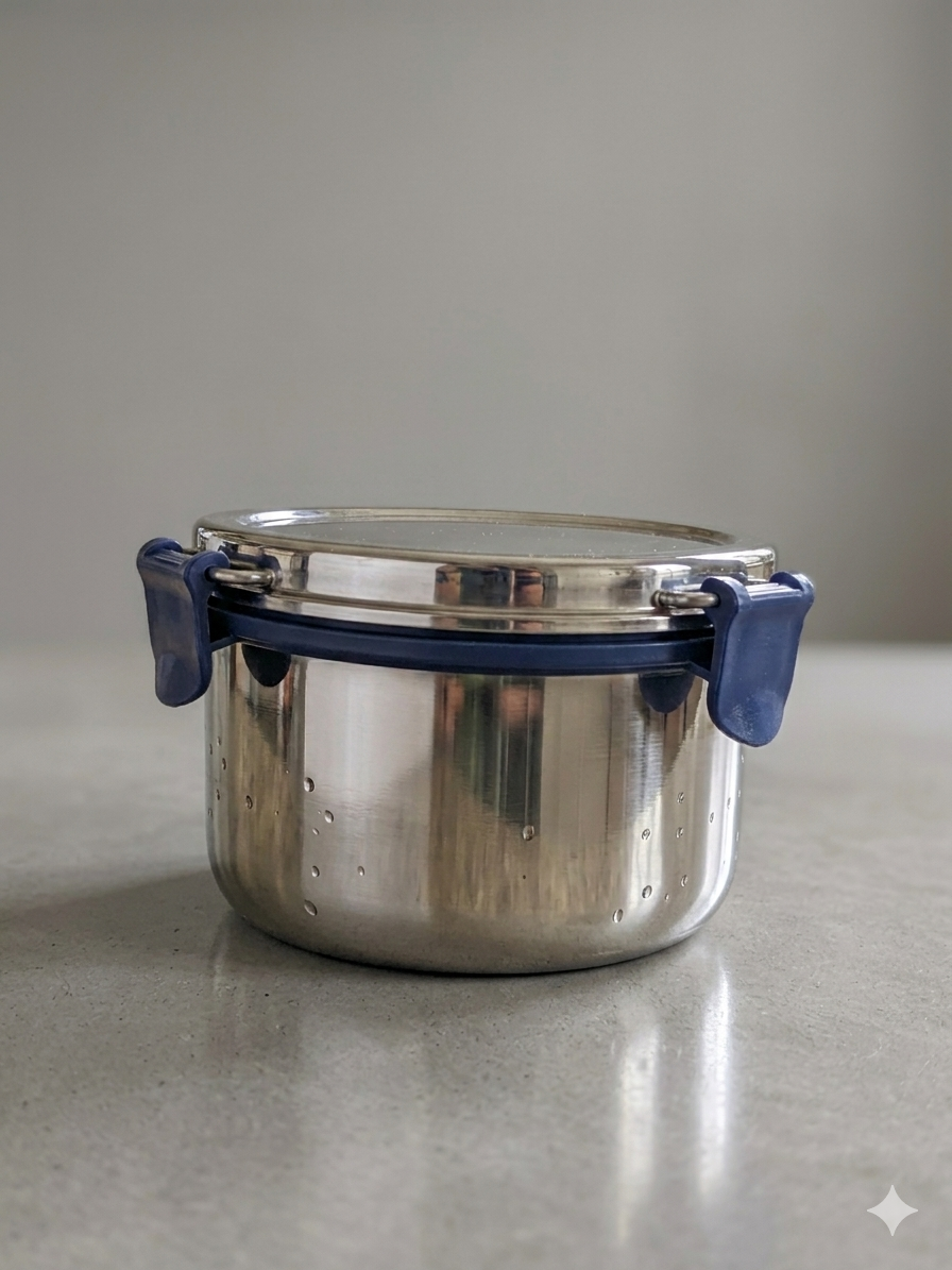 Falcon Stainless Steel Airtight Lunch Box – 3-Clip Lock | Leakproof Food Container for Office, School & Travel