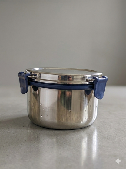 Falcon Stainless Steel Airtight Lunch Box – 3-Clip Lock | Leakproof Food Container for Office, School & Travel