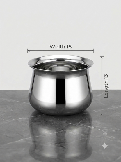 Stainless steel pongal handi side view