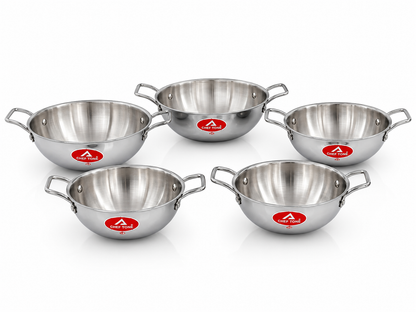 Cheftone Triply Stainless Steel Deep Kadai | Induction & Gas Compatible | No Coating
