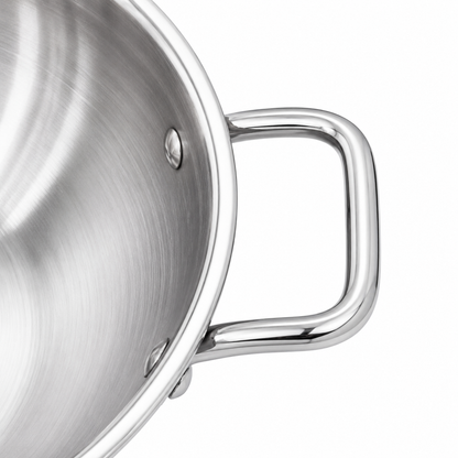 Cheftone Triply Stainless Steel Deep Kadai | Induction & Gas Compatible | No Coating