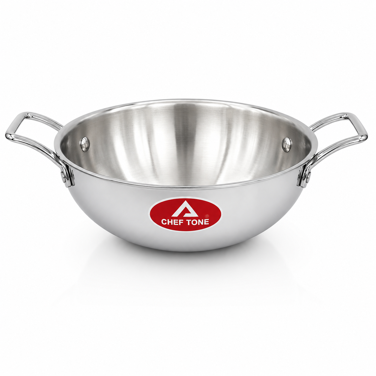 Cheftone Triply Stainless Steel Deep Kadai | Induction & Gas Compatible | No Coating