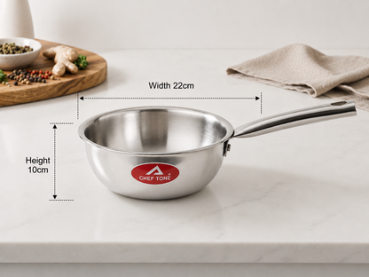 ChefTone Triply Wok | Even Heat Distribution | Stainless Steel | Induction Compatible